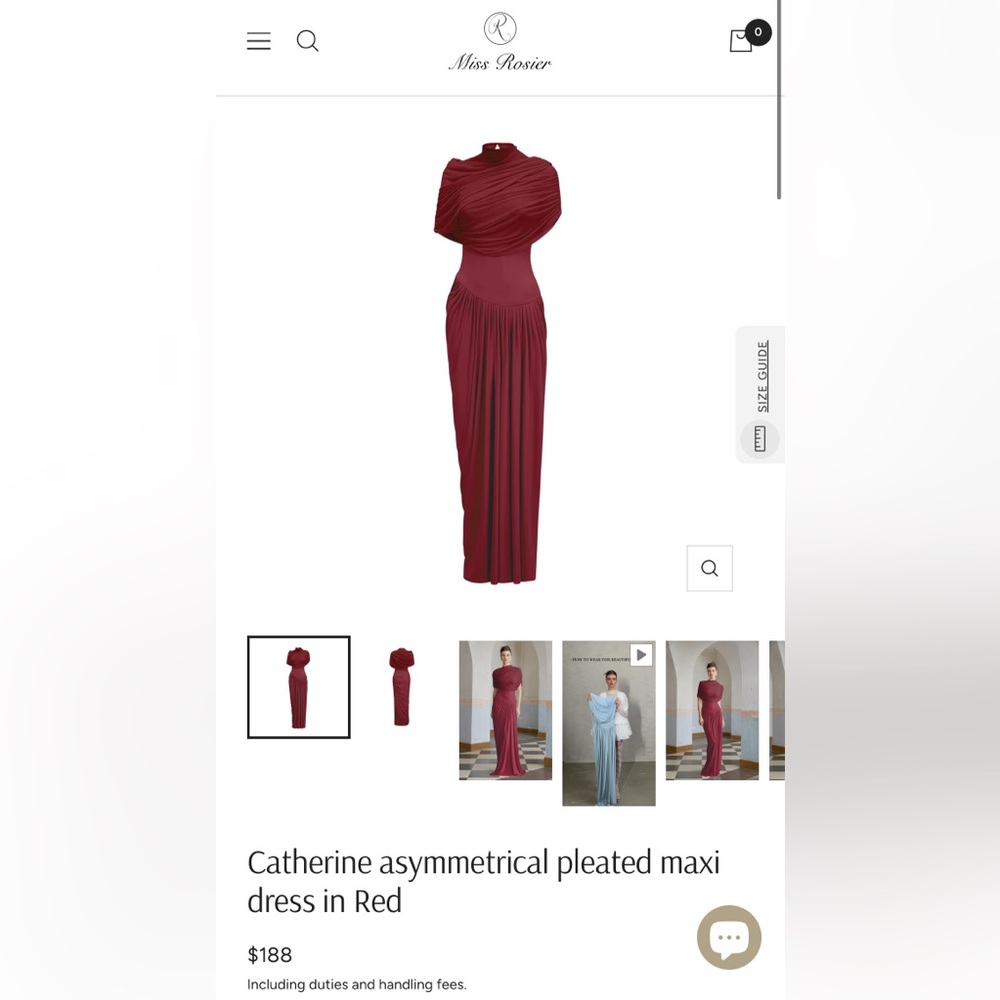 Miss Rosier Elegant Red Draped Gown WORN ONCE - Picture 2 of 3